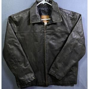 ARIZONA Jean Co Dress Faux Leather Biker Jacket Men size Large brown insulated